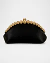 Cult Gaia Una Beaded Leather Clutch Bag In Black