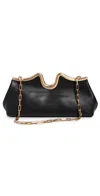 Cult Gaia Valma Curved-frame Chain-strap Clutch In Black