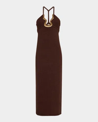 Cult Gaia Valma Knit Midi Dress In Brown