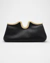 Cult Gaia Valma Curved-frame Chain-strap Clutch In Black