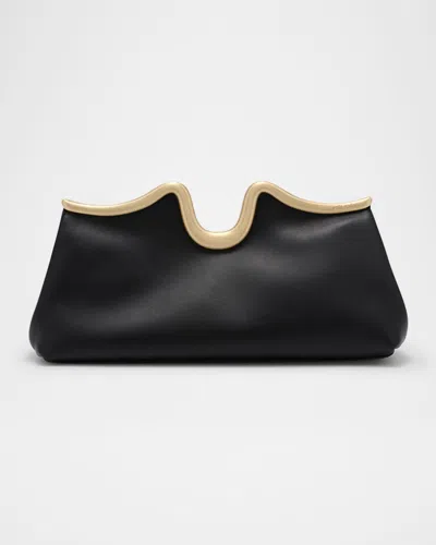 Cult Gaia Valma Sculptural Leather Clutch Bag In Black