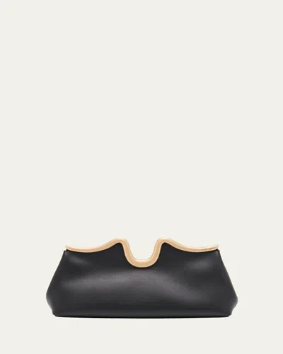 Cult Gaia Valma Sculptural Leather Clutch Bag In Black
