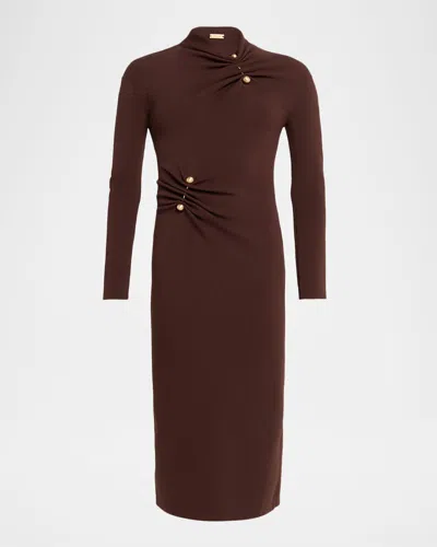 Cult Gaia Vera Pinned Jersey Midi Dress In Brown