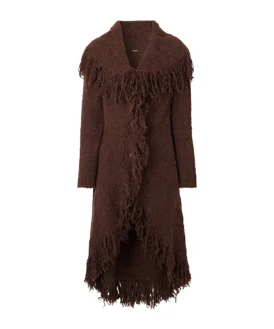 Cult Gaia Victoria Duster Fringed Cardigan In Brown