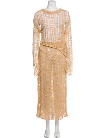 Pre-owned Cult Gaia Virgin Wool Crochet Trim Skirt Set In Neutral