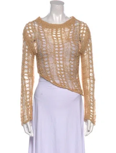 Pre-owned Cult Gaia Virgin Wool Scoop Neck Sweater In Neutral