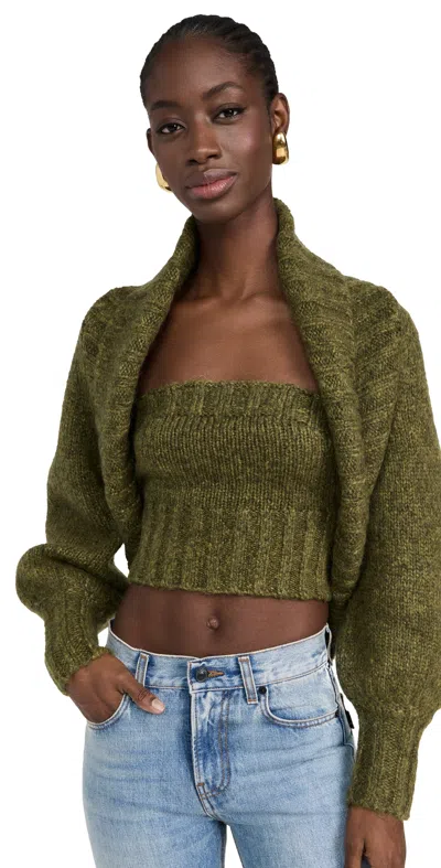 Cult Gaia Virginie Tube Top & Shrug Set In Algae Melange