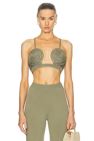 Cult Gaia Viviana Crochet Top Tea In Green