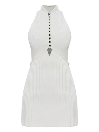 Cult Gaia Vivienne Halterneck Ribbed Mini Dress In White