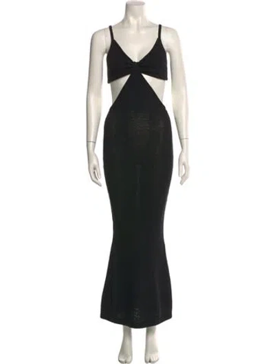 Pre-owned Cult Gaia V-neck Long Dress In Black