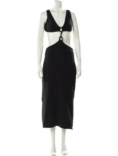 Pre-owned Cult Gaia V-neck Long Dress In Black