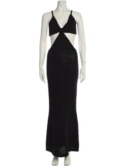 Pre-owned Cult Gaia V-neck Long Dress In Black
