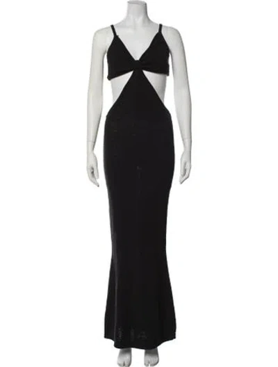 Pre-owned Cult Gaia V-neck Long Dress In Black