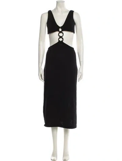 Pre-owned Cult Gaia V-neck Long Dress In Black