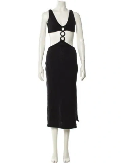Pre-owned Cult Gaia V-neck Long Dress In Black