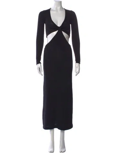 Pre-owned Cult Gaia V-neck Long Dress In Black