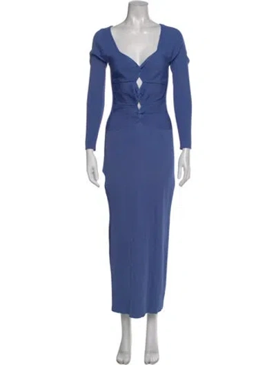 Pre-owned Cult Gaia V-neck Long Dress In Blue