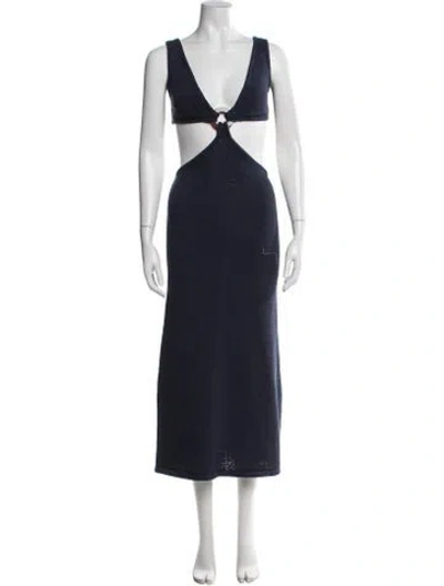 Pre-owned Cult Gaia V-neck Long Dress In Blue