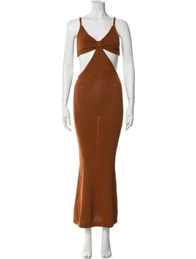 Pre-owned Cult Gaia V-neck Long Dress In Brown