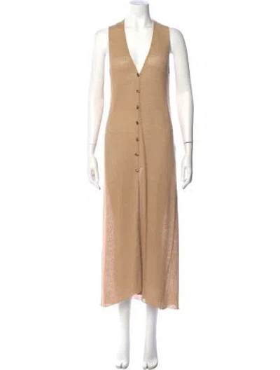 Pre-owned Cult Gaia V-neck Long Dress In Brown