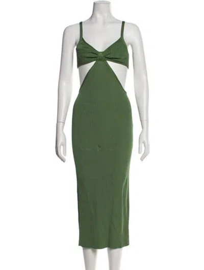 Pre-owned Cult Gaia V-neck Long Dress In Green