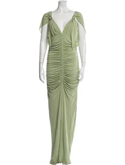 Pre-owned Cult Gaia V-neck Long Dress In Green