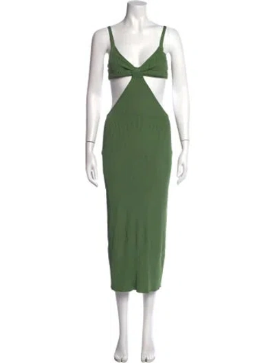 Pre-owned Cult Gaia V-neck Long Dress In Green