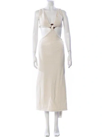 Pre-owned Cult Gaia V-neck Long Dress In Neutral
