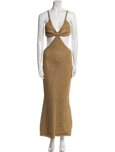 Pre-owned Cult Gaia V-neck Long Dress In Neutral