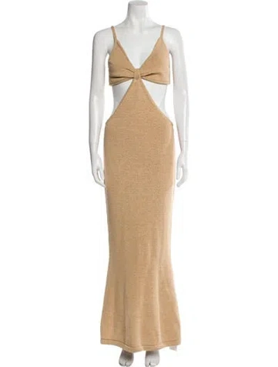 Pre-owned Cult Gaia V-neck Long Dress In Neutral