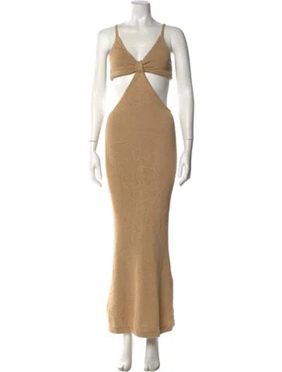 Pre-owned Cult Gaia V-neck Long Dress In Neutral