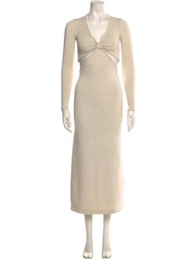 Pre-owned Cult Gaia V-neck Long Dress In Neutral
