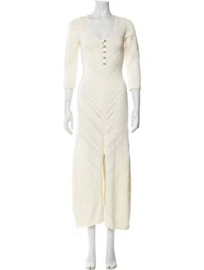 Pre-owned Cult Gaia V-neck Long Dress In Neutral