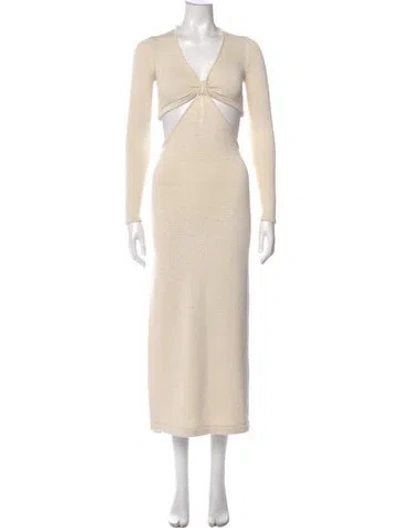 Pre-owned Cult Gaia V-neck Long Dress In Neutral
