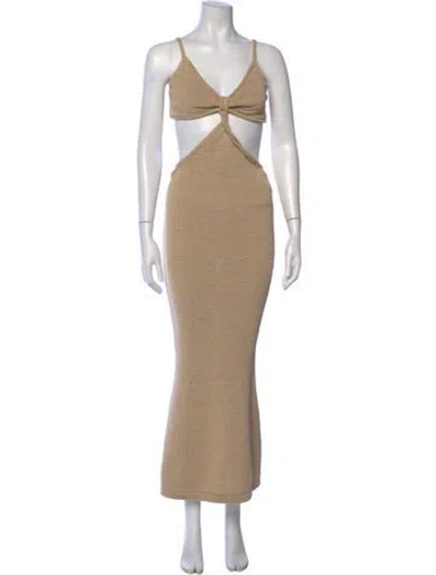 Pre-owned Cult Gaia V-neck Long Dress In Neutral