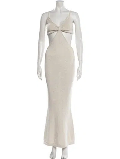 Pre-owned Cult Gaia V-neck Long Dress In Neutral