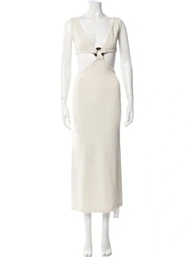Pre-owned Cult Gaia V-neck Long Dress In Neutral