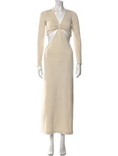 Pre-owned Cult Gaia V-neck Long Dress In Neutral