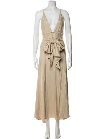 Pre-owned Cult Gaia V-neck Long Dress In Neutrals