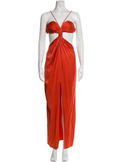 Pre-owned Cult Gaia V-neck Long Dress In Orange