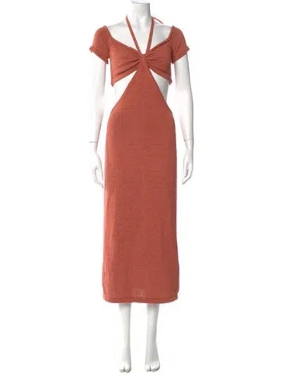 Pre-owned Cult Gaia V-neck Long Dress In Orange