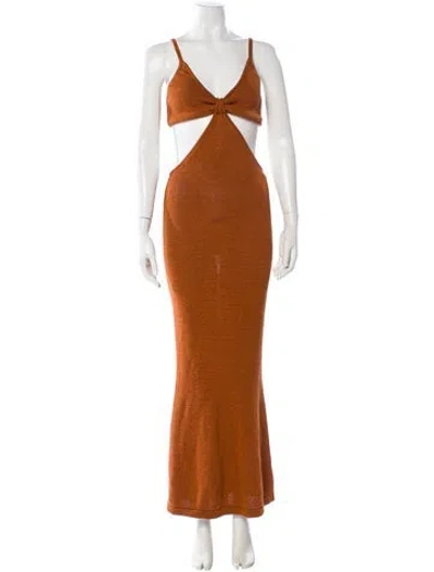 Pre-owned Cult Gaia V-neck Long Dress In Orange