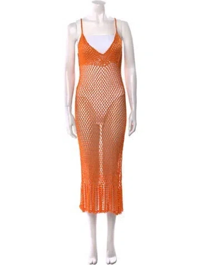 Pre-owned Cult Gaia V-neck Long Dress In Orange