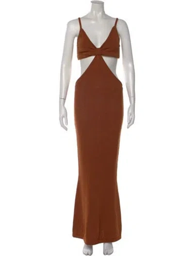 Pre-owned Cult Gaia V-neck Long Dress In Orange