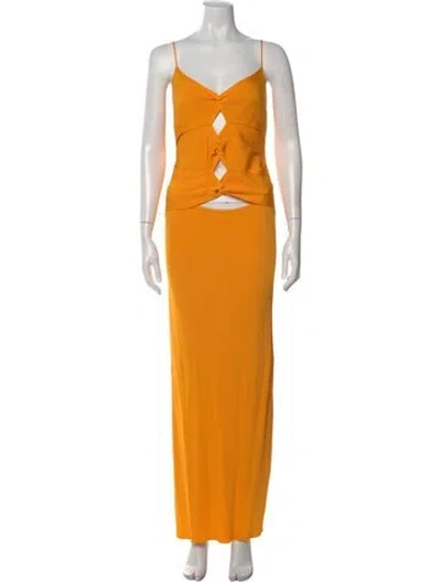 Pre-owned Cult Gaia V-neck Long Dress In Orange