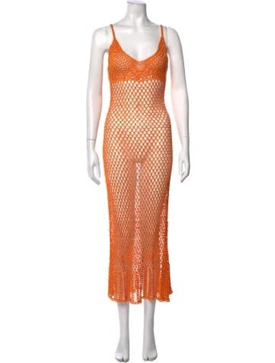 Pre-owned Cult Gaia V-neck Long Dress In Orange