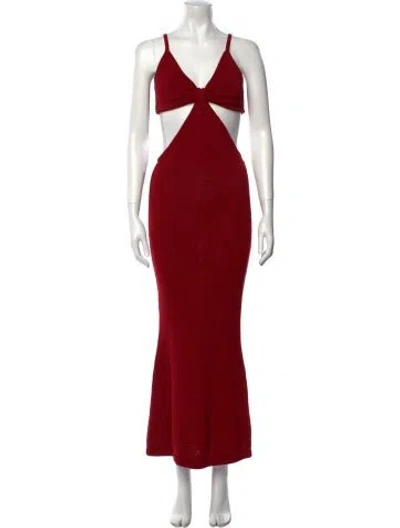 Pre-owned Cult Gaia V-neck Long Dress In Red