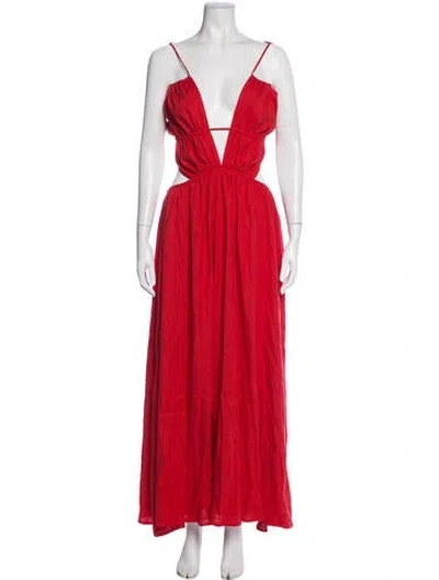 Pre-owned Cult Gaia V-neck Long Dress In Red