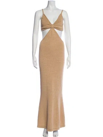 Pre-owned Cult Gaia V-neck Long Dress W/ Tags In Neutral