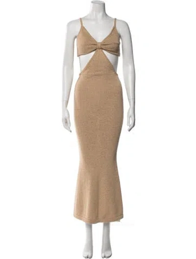 Pre-owned Cult Gaia V-neck Long Dress W/ Tags In Neutral